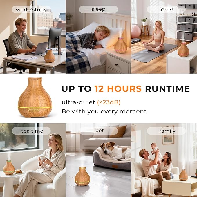 Wood Grain Aromatherapy Diffuser with Timer