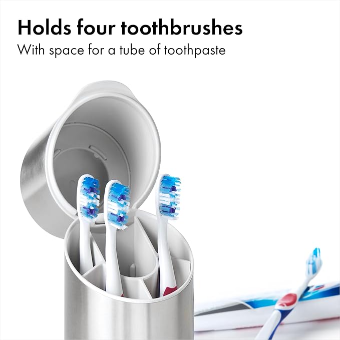 Stainless Steel Toothbrush Organizer with Lid