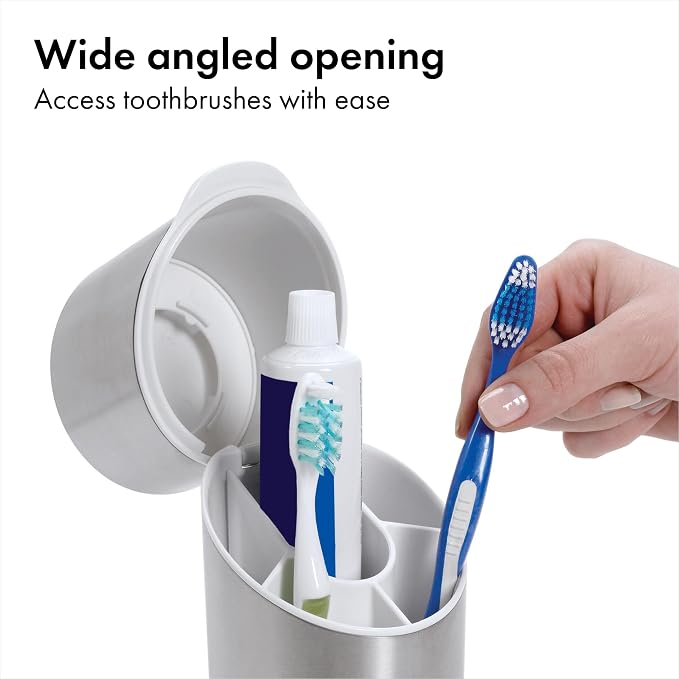 Stainless Steel Toothbrush Organizer with Lid