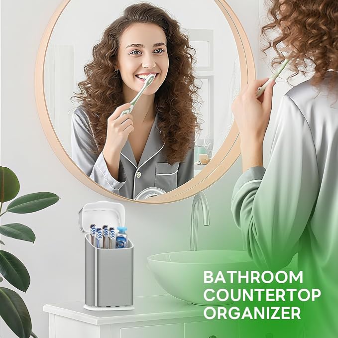 Stainless Steel Toothbrush Holder with Dustproof Cover