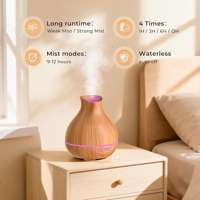 Wood Grain Aromatherapy Diffuser with Timer